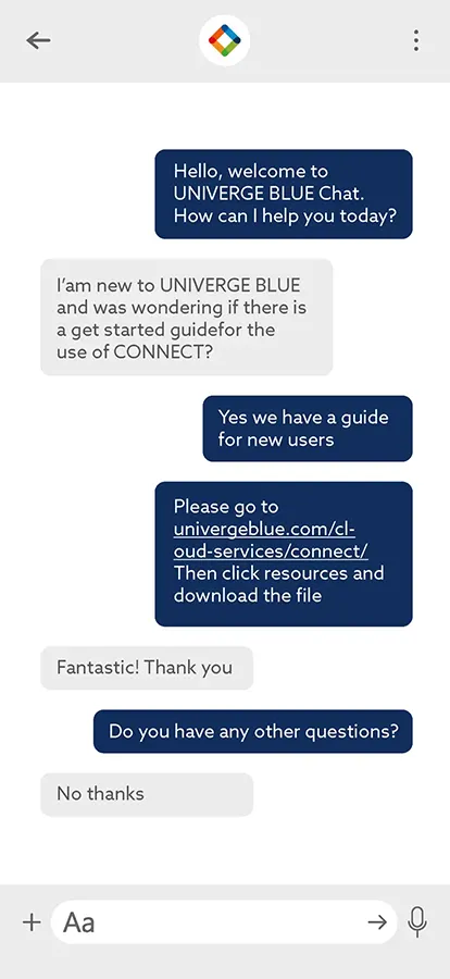 UNIVERGE BLUE CONNECT mobile app
